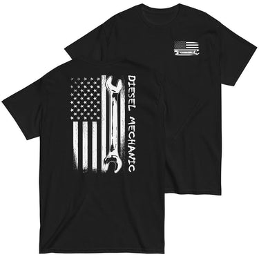 Diesel Mechanic American Flag T-Shirt in black